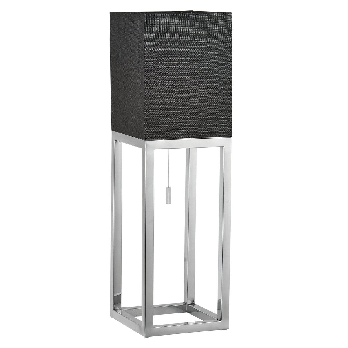 Table lamp "Alfa", modern metal table lamp and textile in chrome/dark gray with E27 socket, 65 cm high, chic lamp for hallway, living room and office