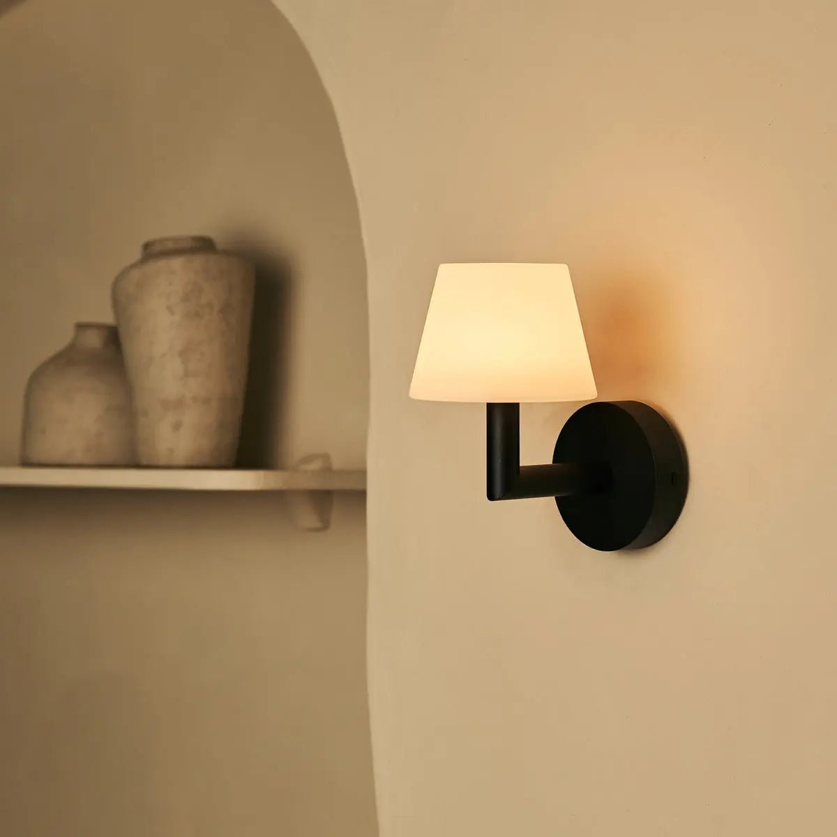 Ted Black Wooden Rechargeable Wall Lamp