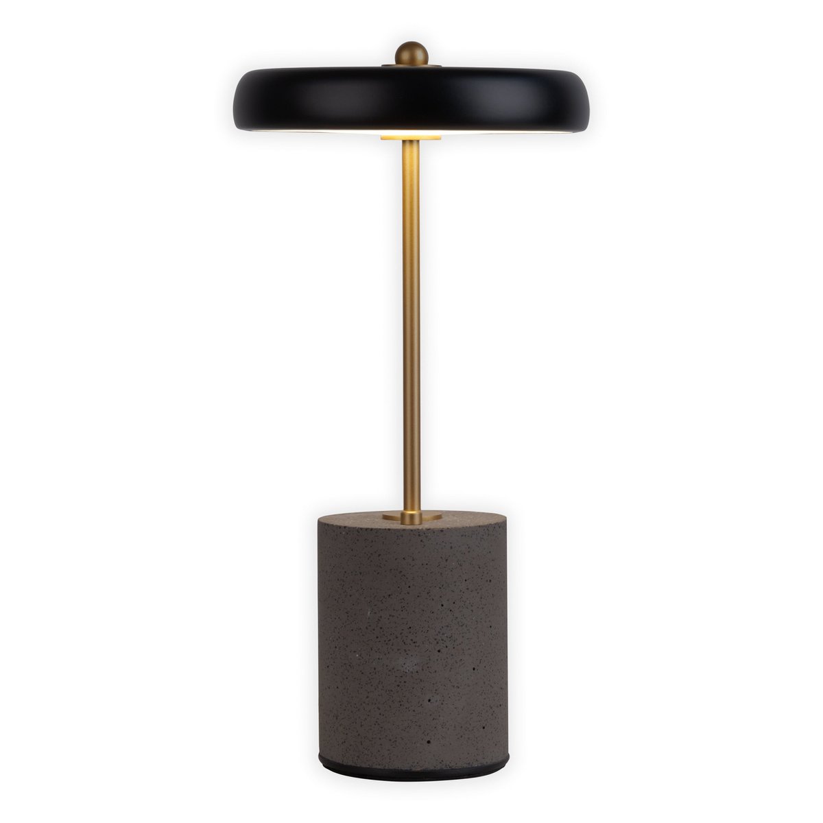 Akku Tischleuchte "SETA" schwarz 30 cm hoch aus Metall und Beton, mit fest verbauter LED