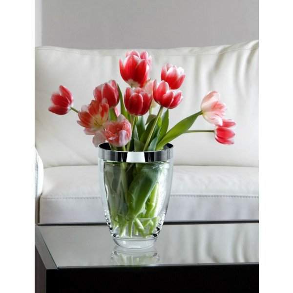 EDZARD Vase Charlotte, hand-blown crystal glass with platinum rim, height 20 cm, diameter 15 cm
