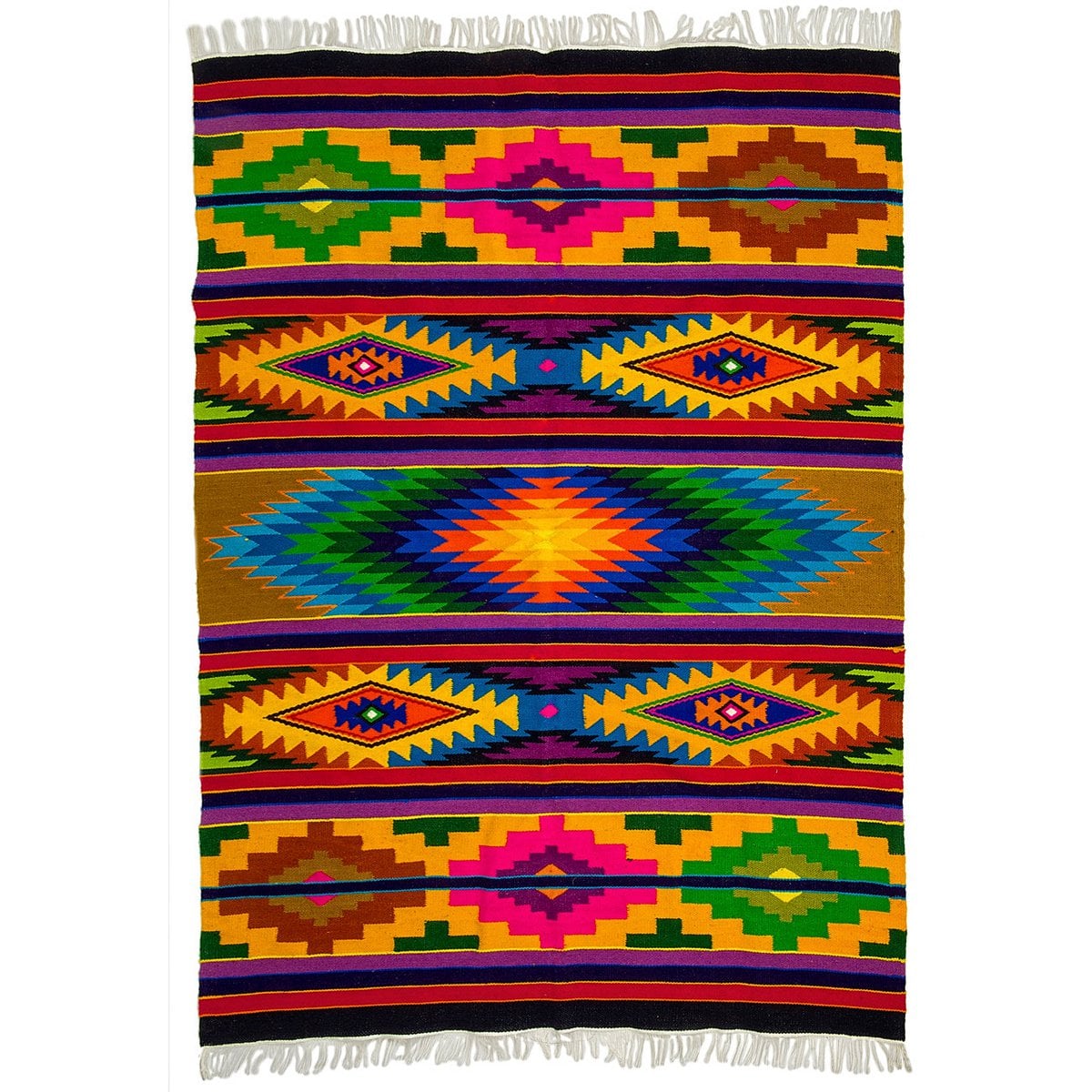 Wool Rug Aztec - Southwestern - Ethnic Design - Multicolor Rug - Midsize rug