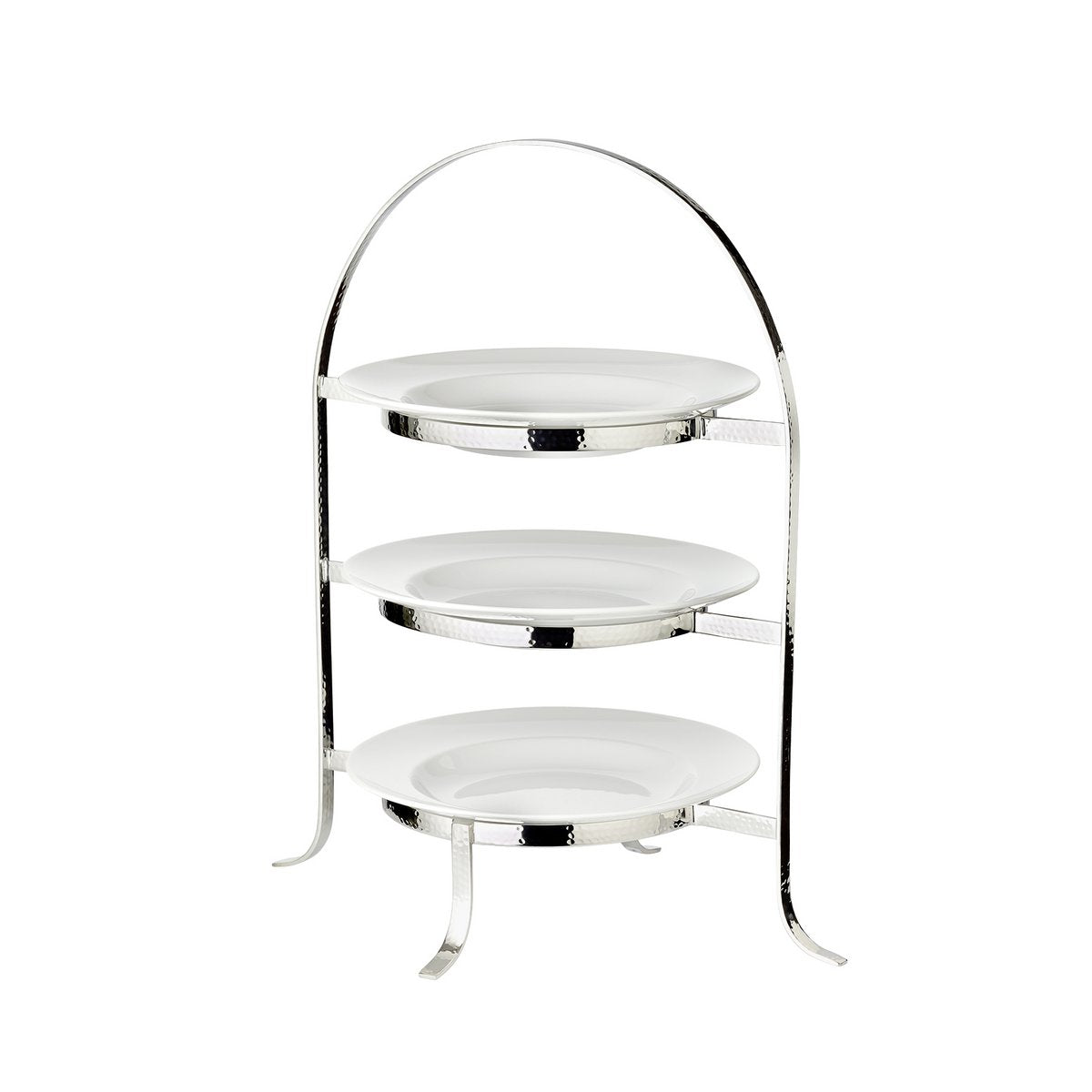 Sina plate rack (height 42 cm), hammered, heavy silver-plated, for 3 plates Ø 20 to 28 cm