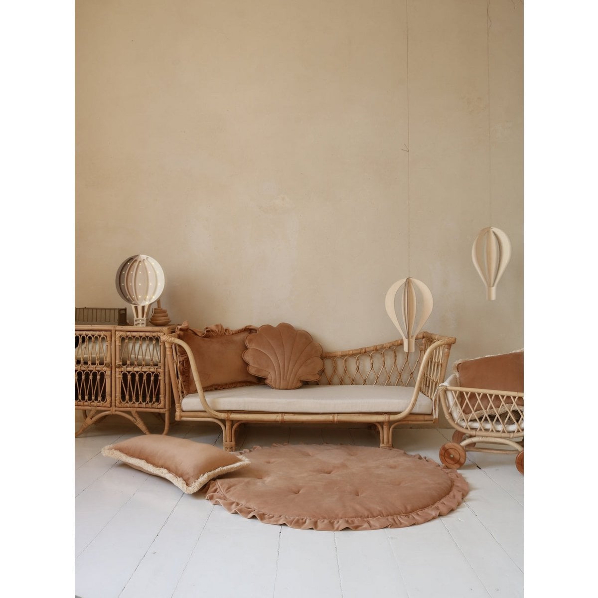 Soft Velvet Pillow with Frill “Caramel”