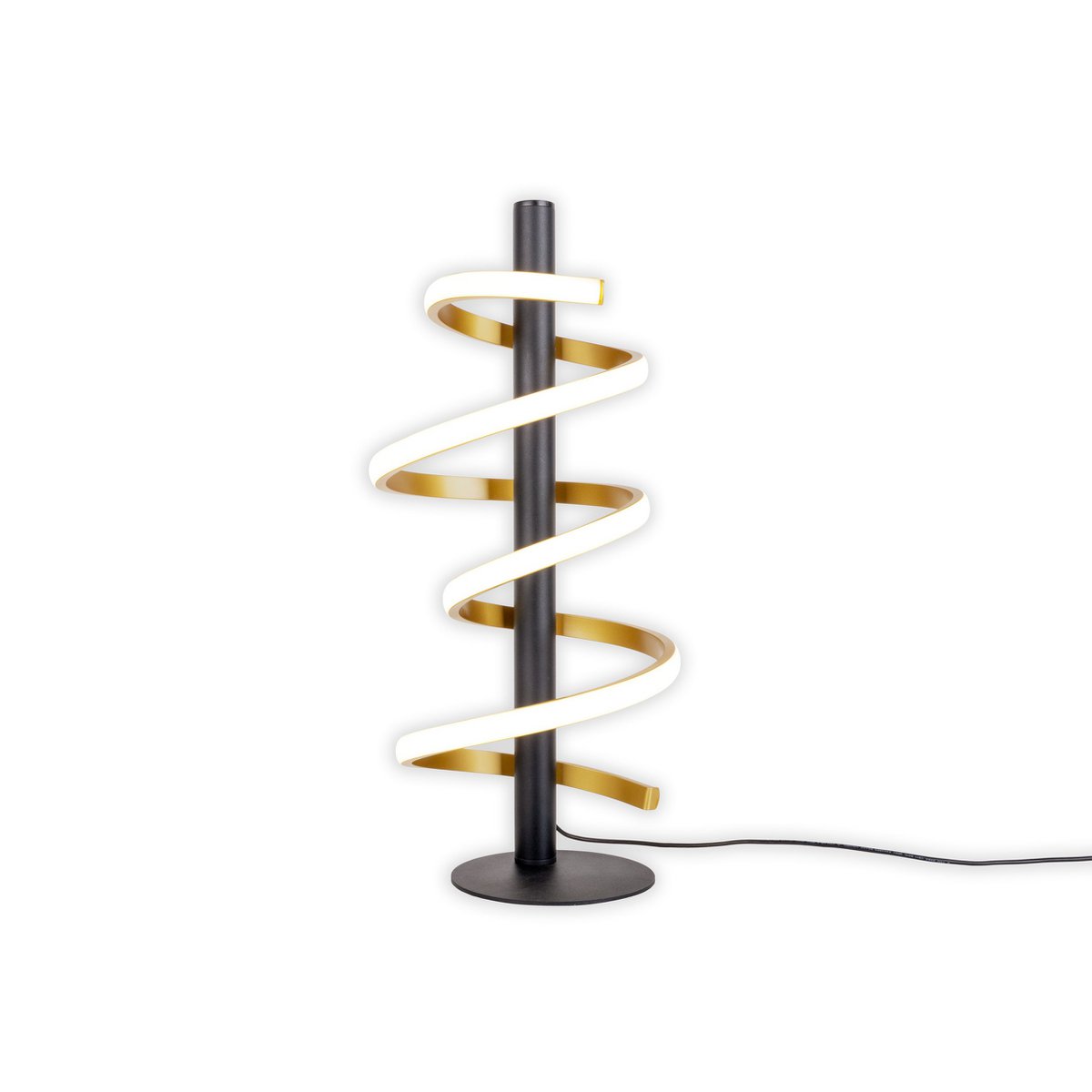 LED-bordslampa "BELLEZA", modern bordslampa i metall och plast i svart, guld och vitt, med fasta lysdioder, 50 cm hög, belysning för vardagsrum, matsal, sovrum eller kontor.