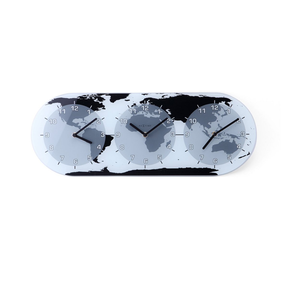 Väggklocka - 50 x 18.6 x 3.6 cm - Glas - Världstidsur - "Mondial"