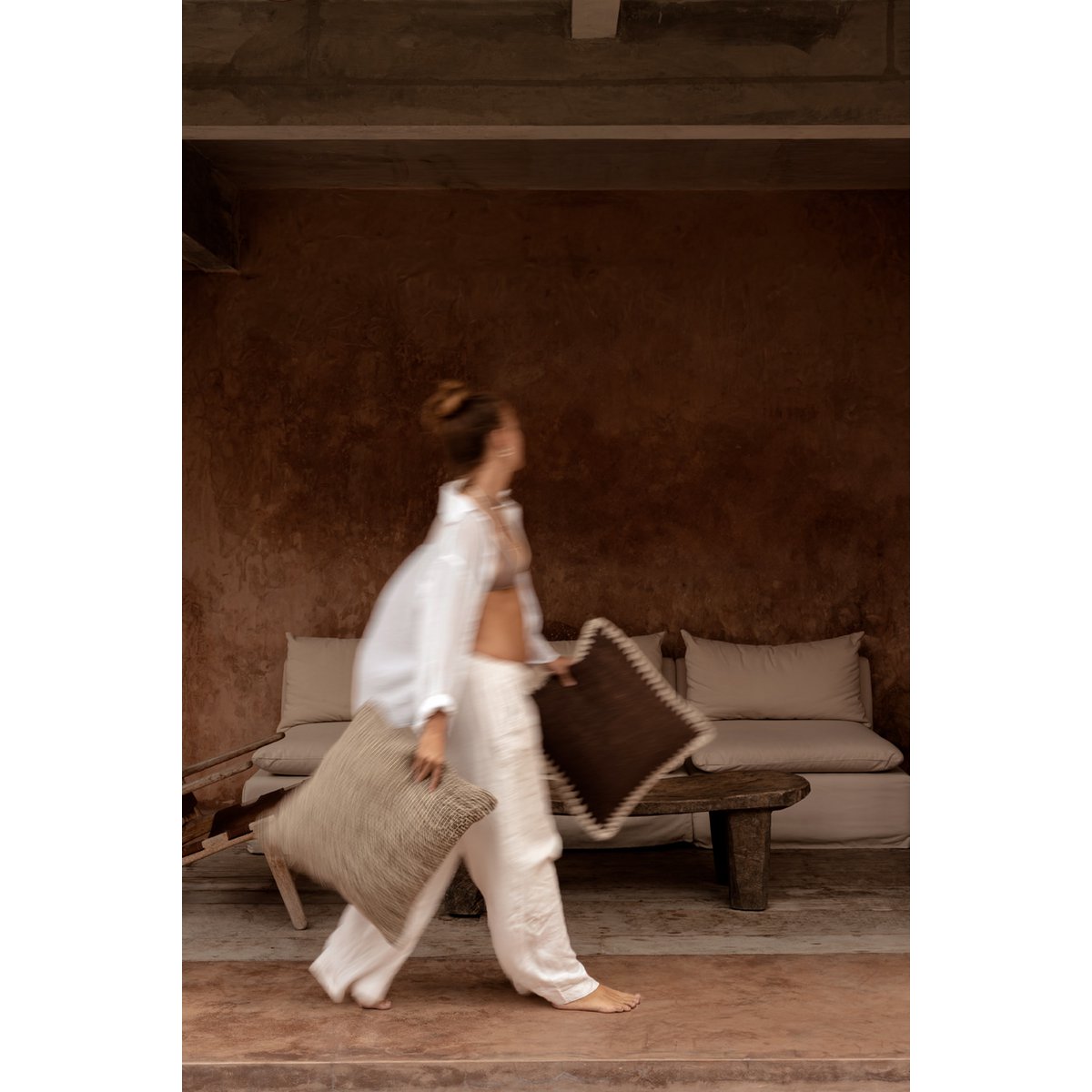 The Espresso Edge Cushion Cover - Brown White