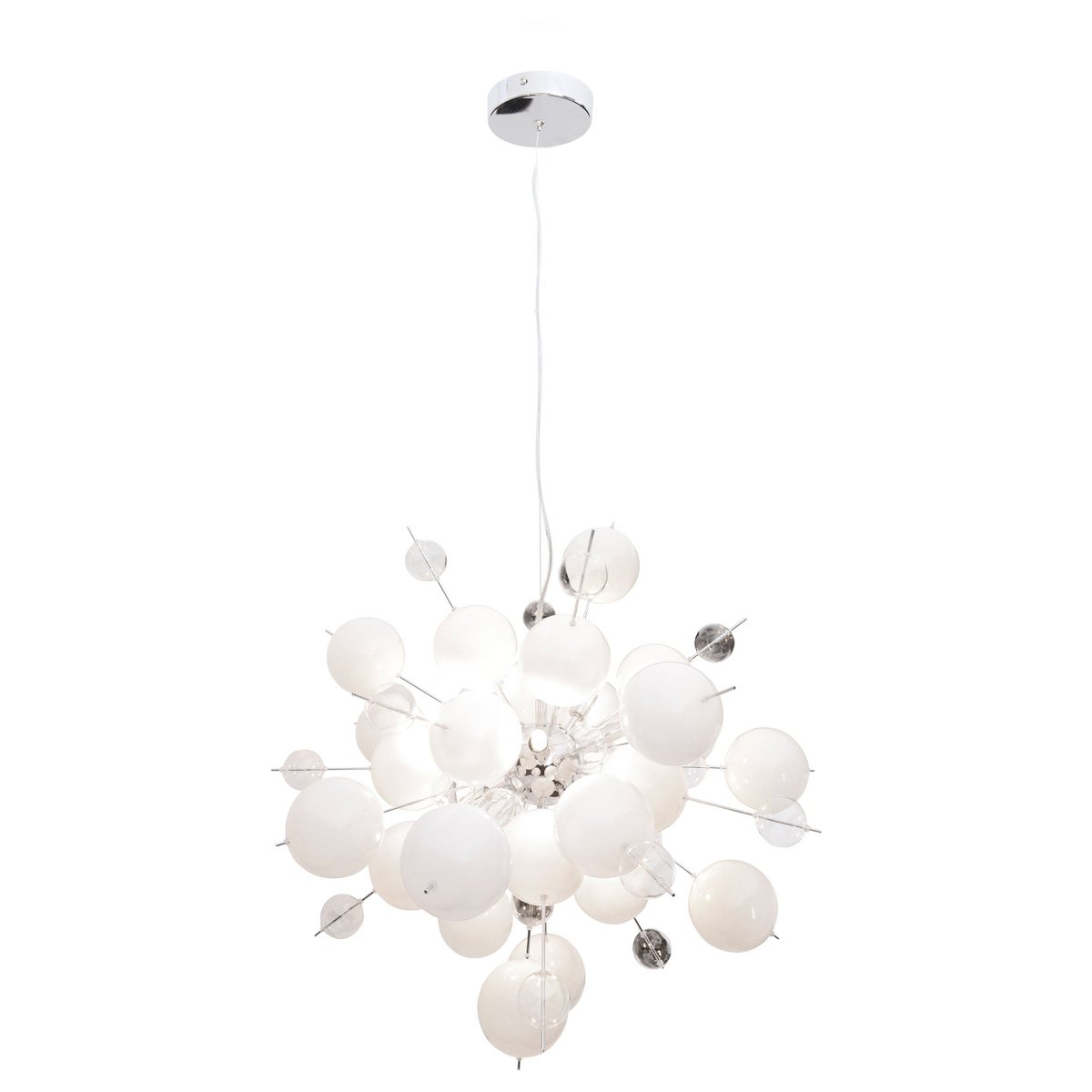 Pendant lamp "explosion" white made of metal and glass, G9 versions, for dining room, living room, hallway or office, hanging lamp Øca 65 cm