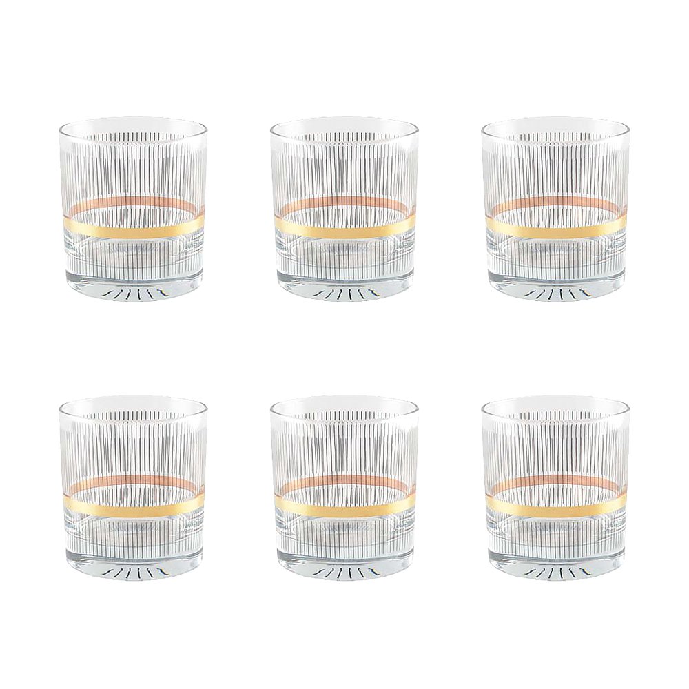 Black and gold wire whiskey glasses - Lot of 6