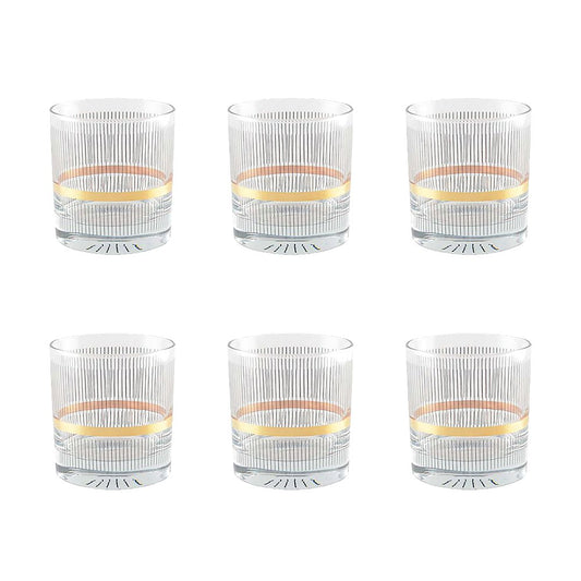 Black and gold wire whiskey glasses - Lot of 6