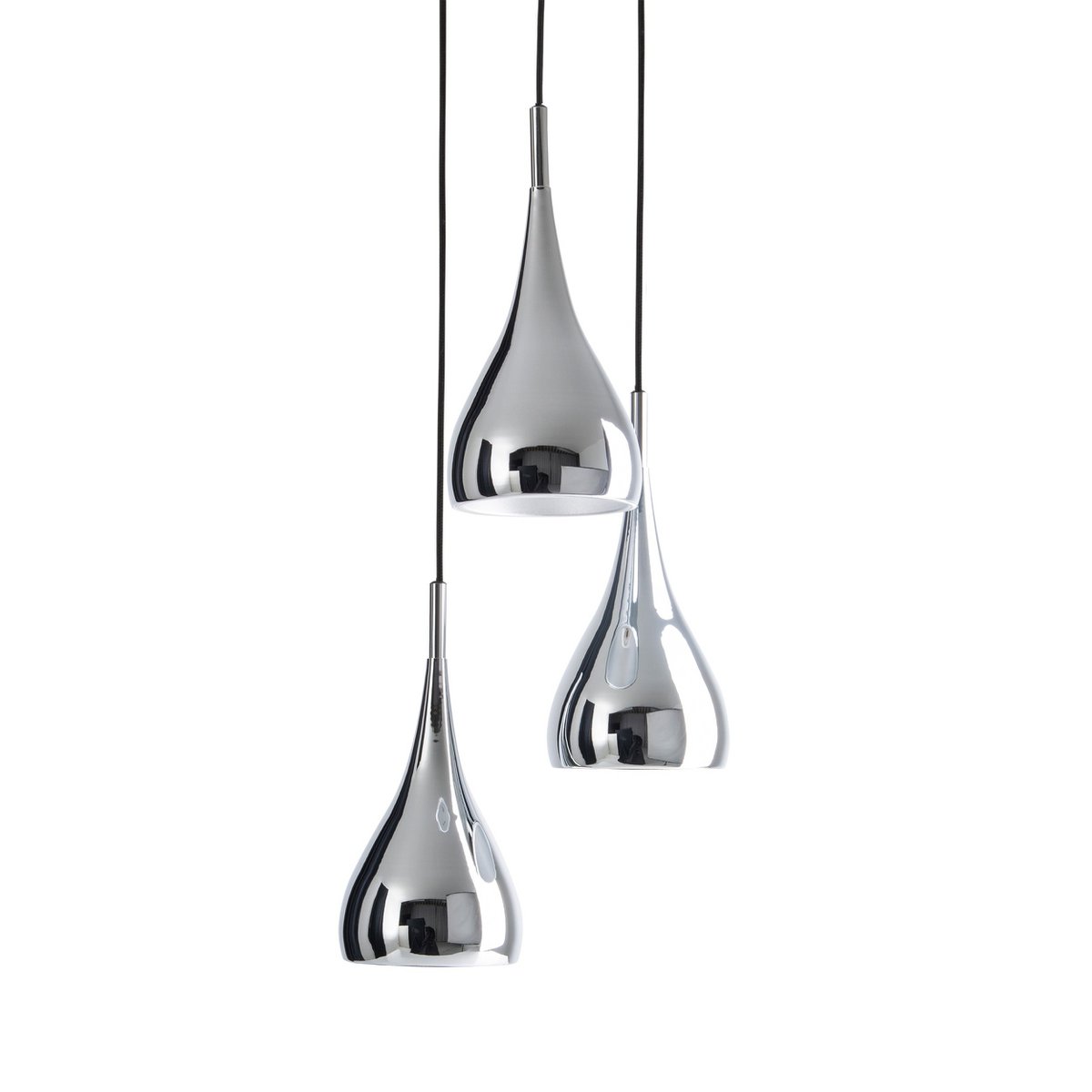 3-be pendant light "Style", retro classic pendant lamp made of chrome-gloss metal with E27 frames, umbrella Ø16 cm, total Ø30 cm, ideal for dining room, living room and kitchen.