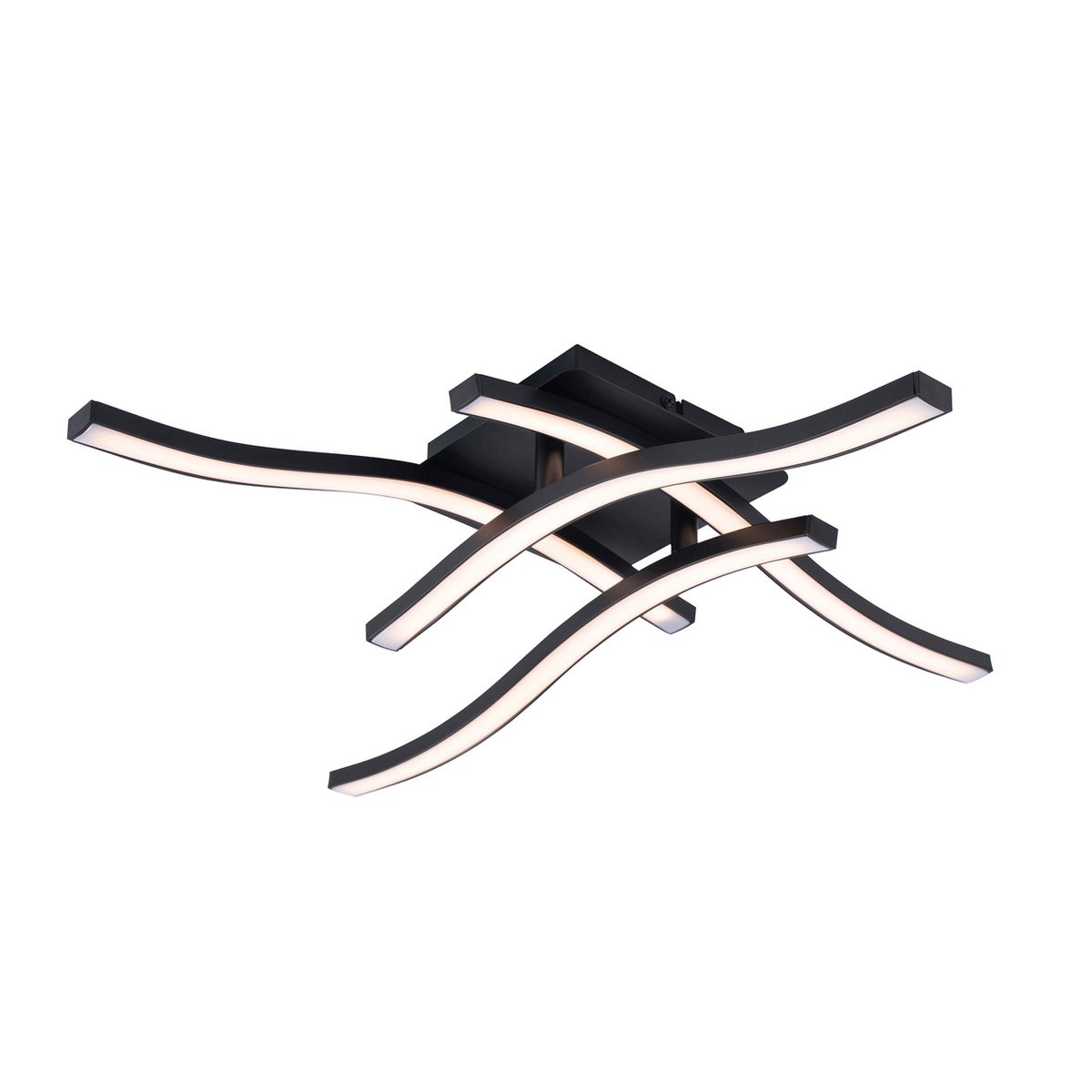 LED Deckenleuchte "ONDA" s: 45cm, Deckenlampe aus Metall und Kunststoff in Schwarz,, LED festverbaut, Beleuchtung für Wohnzimmer, Esszimmer oder Büro 45 x 45 cm