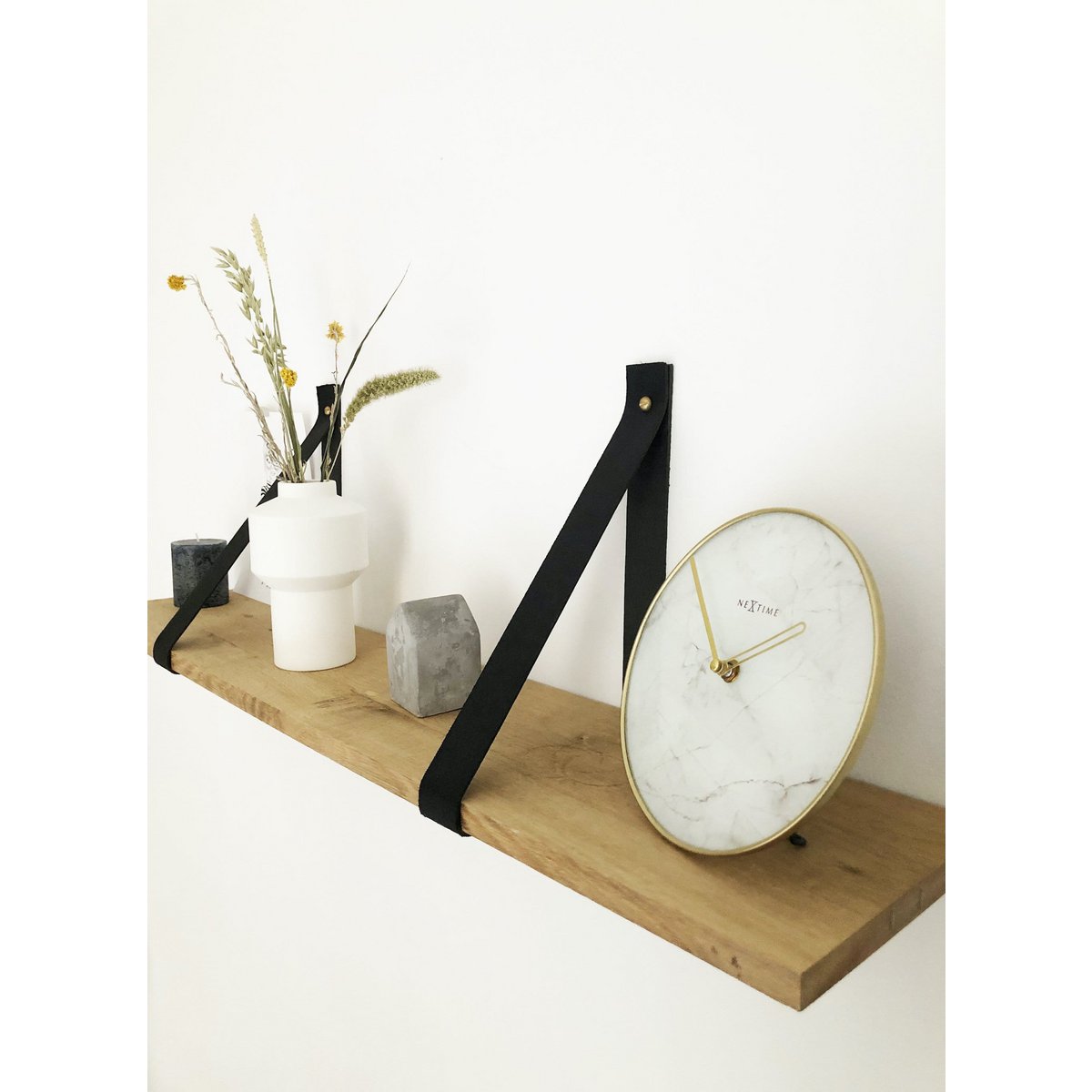 Table / Wall clock - 20 cm - Glass / Metal - 'Marble'