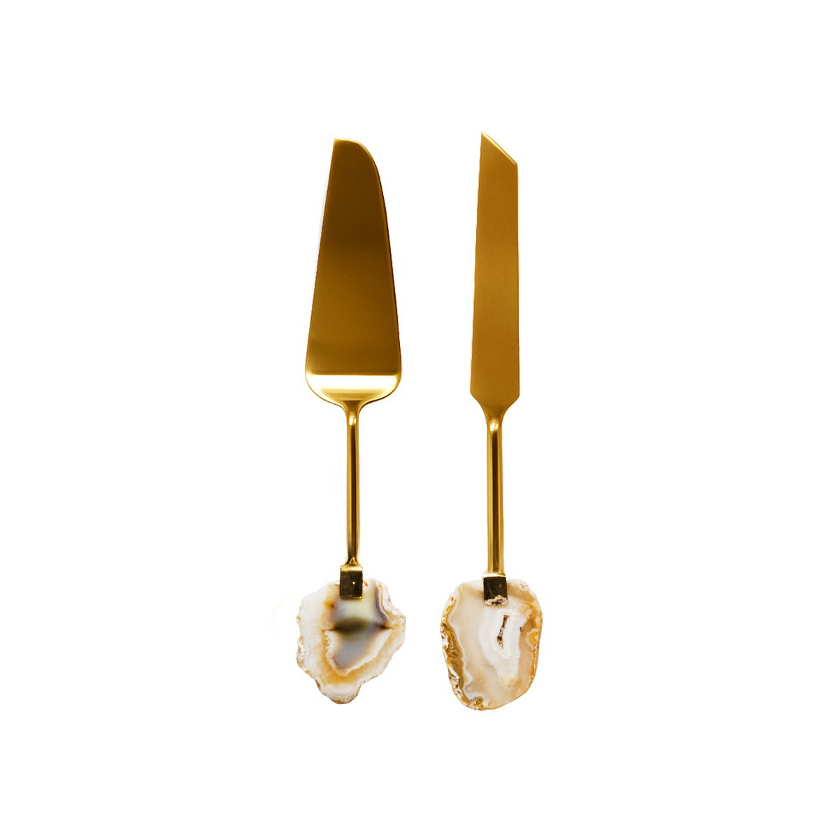 Tårtspade och guldkvitet Pierre Agate Beige