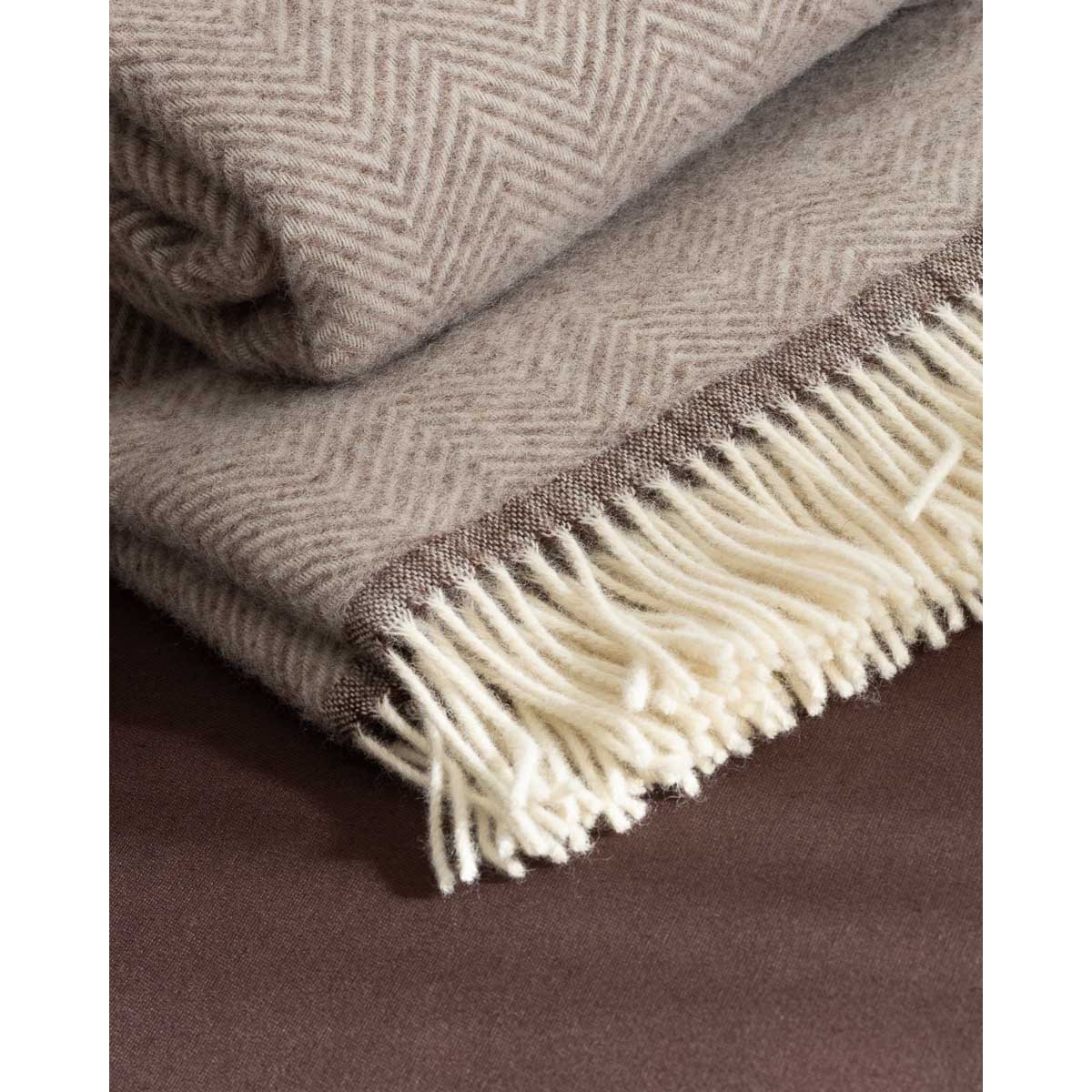 Wool Throw Blanket Denver beige