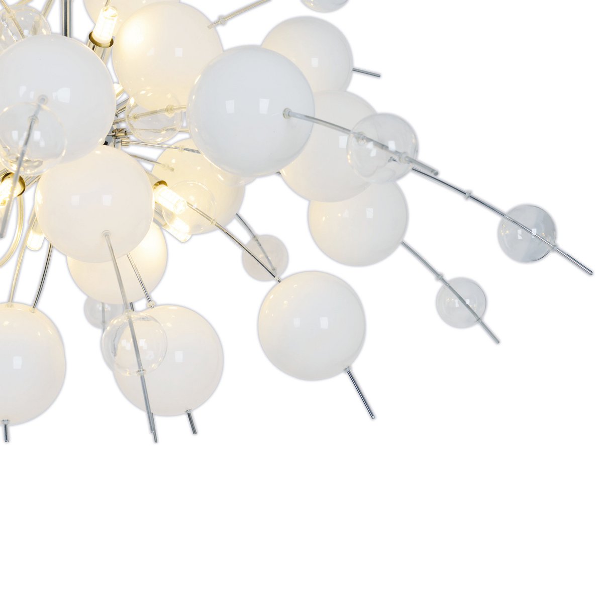 Pendant lamp "explosion" white, made of metal and glass, G9 versions, hanging lamp for dining room, living room, hall or office, Øca. 98 cm