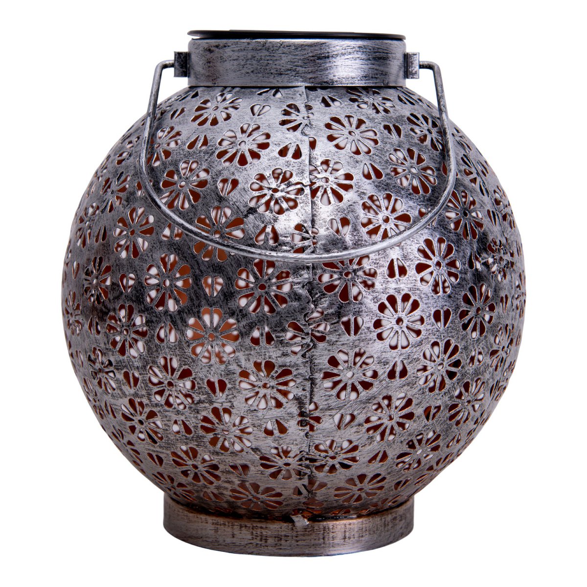 2 Set LED decoration solar light Ø 18 cm outside decoration made of metal in silver with integrated LEDs