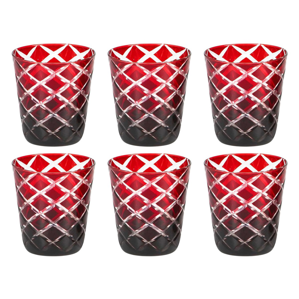 EDZARD set of 6 crystal glasses Dio, red, hand-cut glass, height 10 cm, capacity 0.23 liters