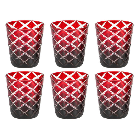 EDZARD set om 6 kristallglas Dio, röda, handslipade, höjd 10 cm, volym 0,23 liter
