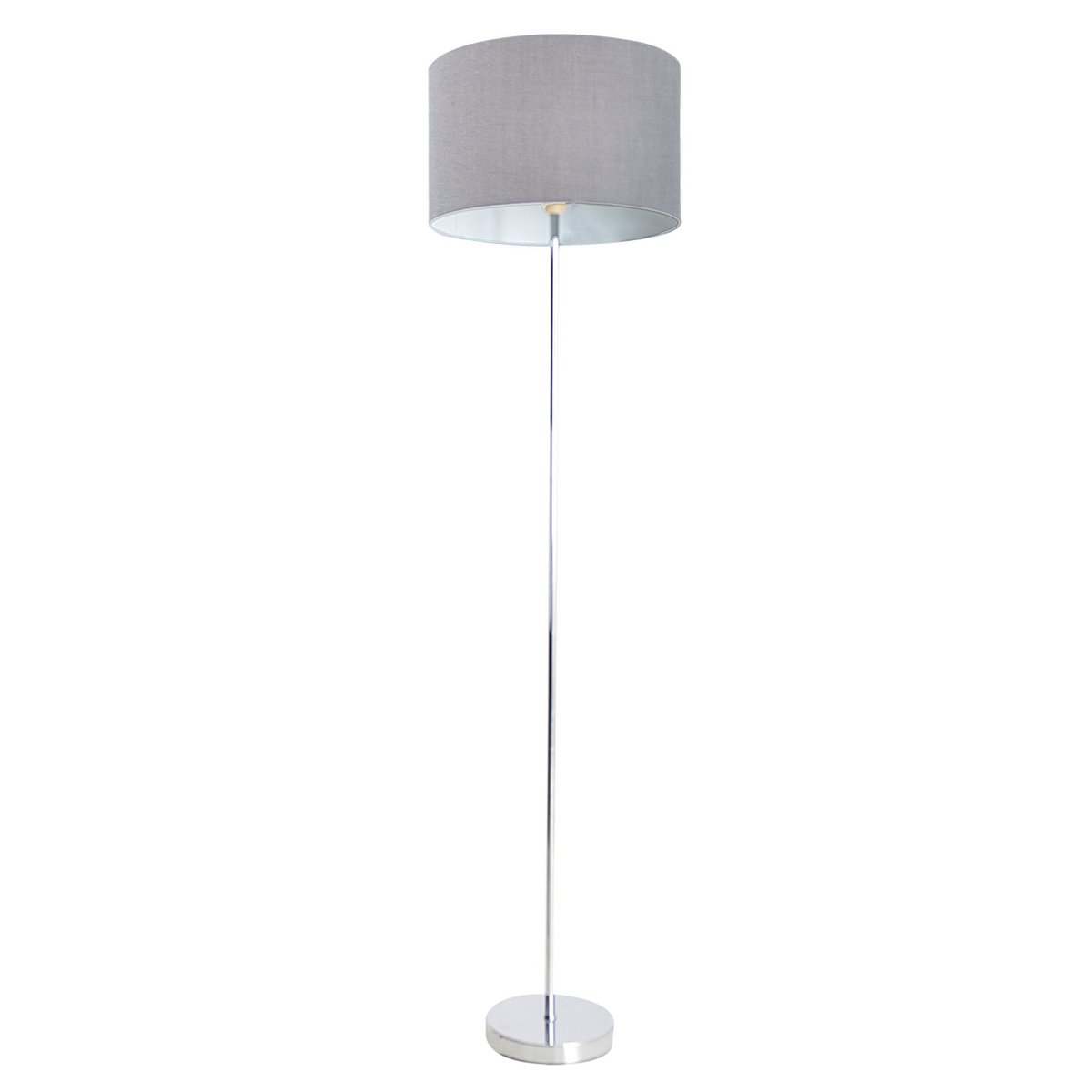 Golvlampa "New York", klassisk golvlampa i metall med textspridare i grått, med E27-sockel, 160 cm hög, perfekt för vardagsrum, matsal, hall och kontor