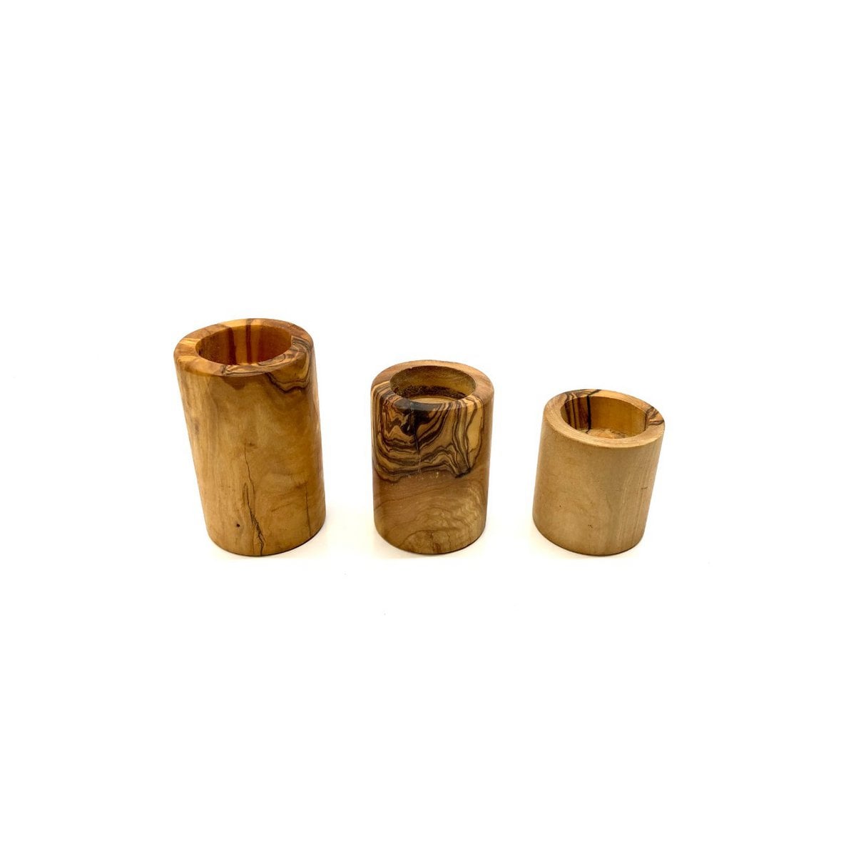 Tealight holders in a set of 3 made of olive wood