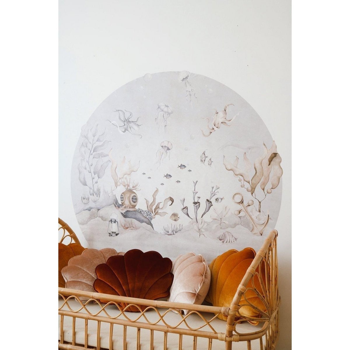 "Copper Pearl" sammetskudde skalformad