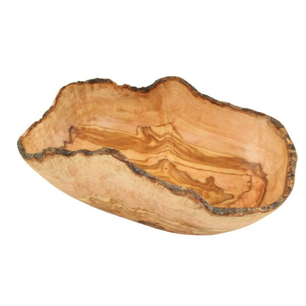 Fruit bowl rustic edge (length: 30 - 33 cm) made of olive wood
