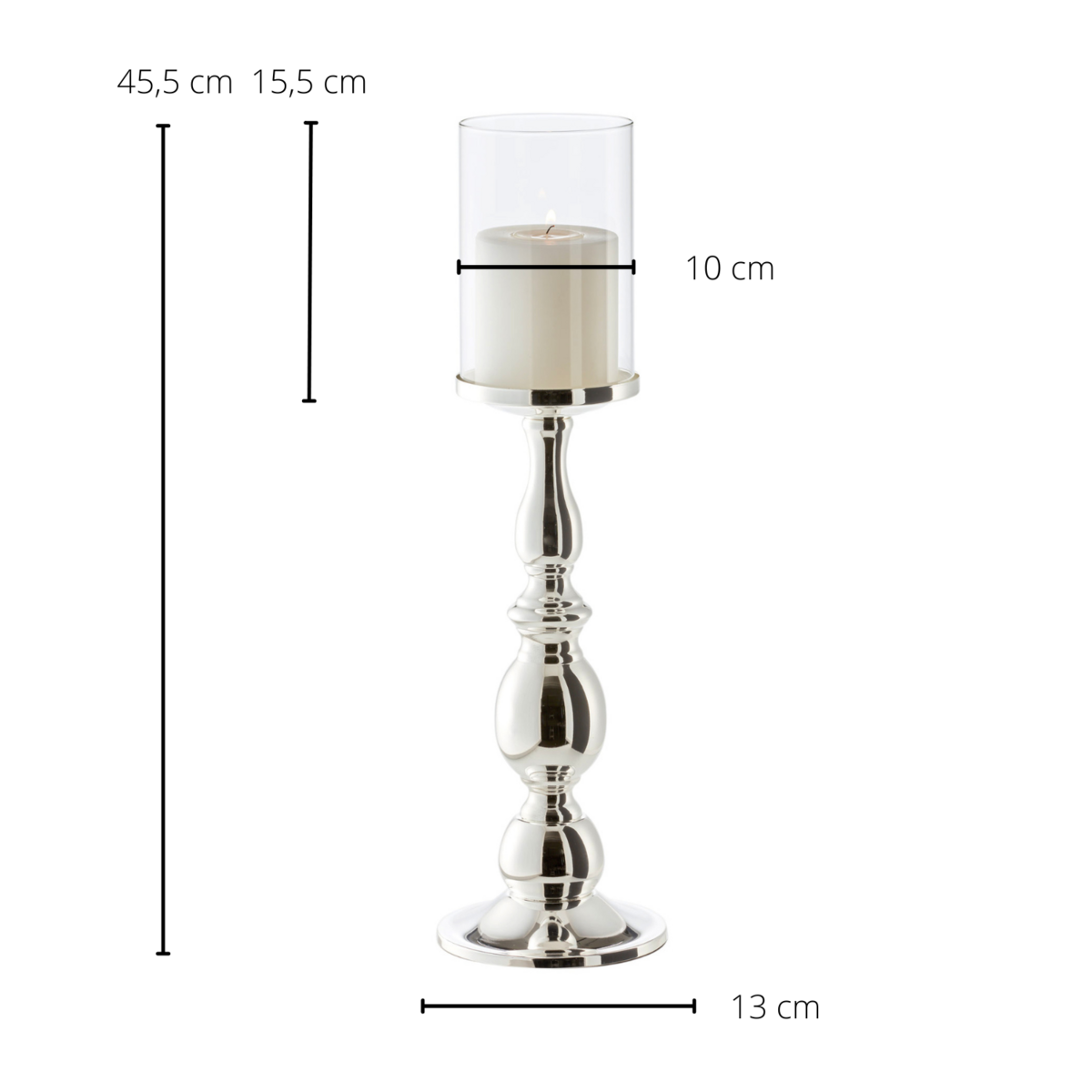 EDZARD lantern Mascha, noble silver-plated, tarnish-proof, height 45 cm, for candles up to diameter 10 cm