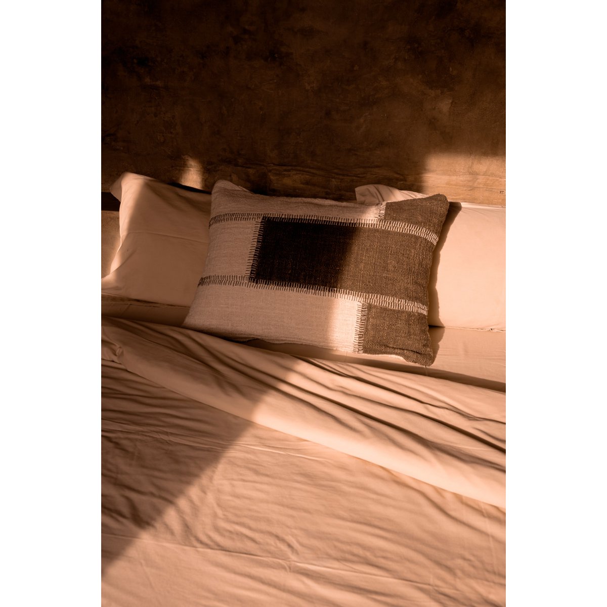 The Cocoa Patchwork Cushion Cover - Natural Brown