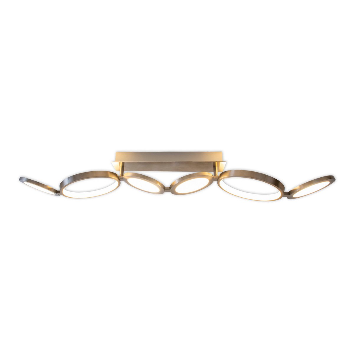 LED ceiling lamp "Stelari" length 100 cm made of metal in steel-blank and white plastic, with firmly built-in LEDs, ceiling lamp for living rooms or office