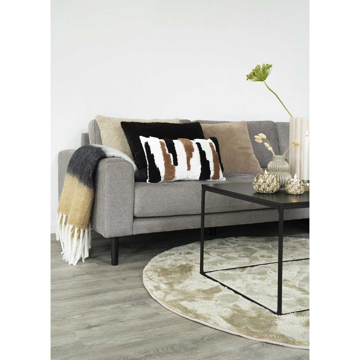 Sintra Plaid - Black/White/Brown, 100% Acrylic, 170x130 cm