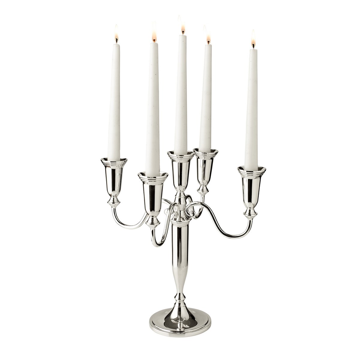 EDZARD Candlestick Venezia 5-flame, for stick candles, noble silver-plated, tarnish-protected, height 31 cm