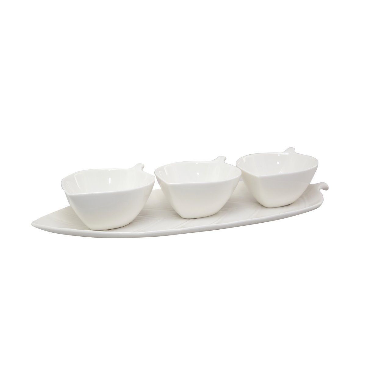 Set med 3 aperitifkoppar med bladsilver