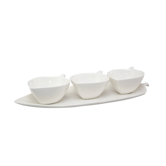Set med 3 aperitifkoppar med bladsilver