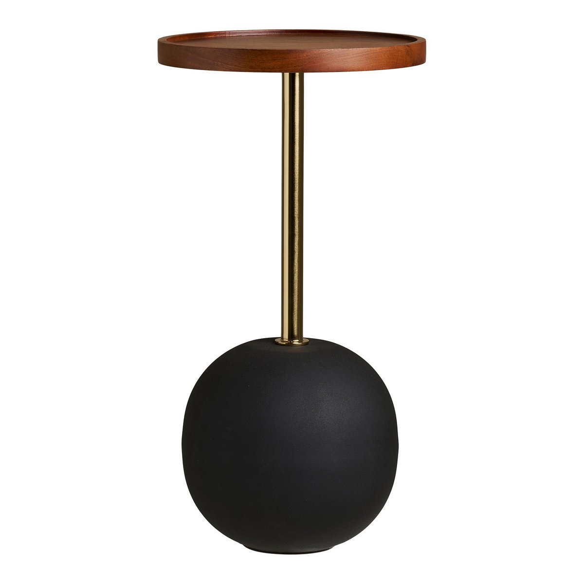 Sirone Side table, mango wood/steel, black/brass look/dark brown, Ø30x56 cm