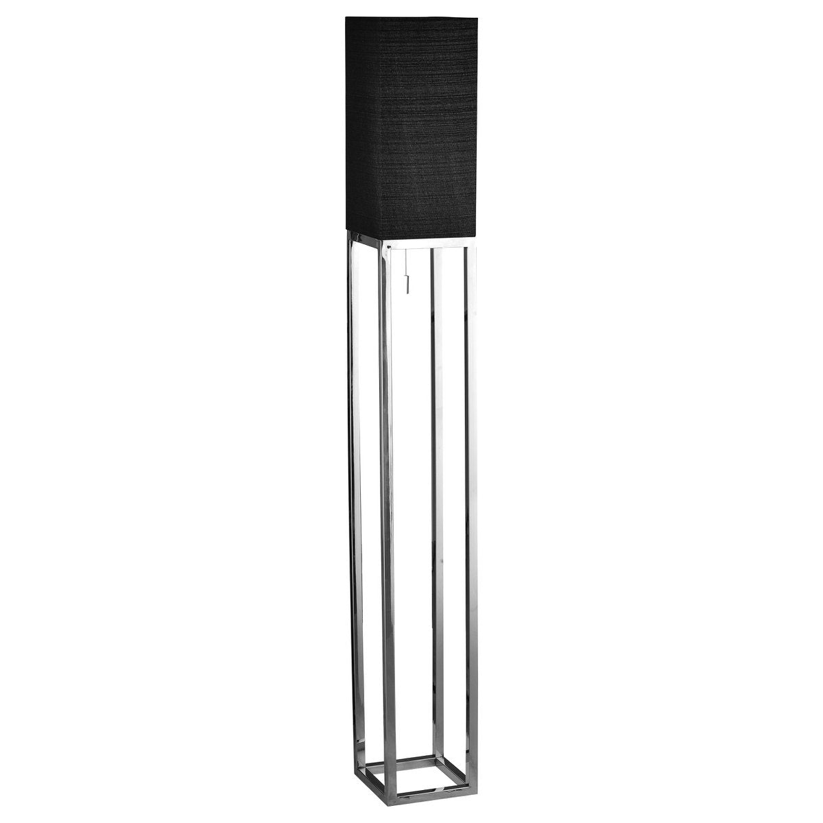 Standing lamp "Alfa", modern floor lamp made of metal and textile in chrome/dark gray, with E27 socket, 150.5 cm high, chic lamp for hallway, living room and office