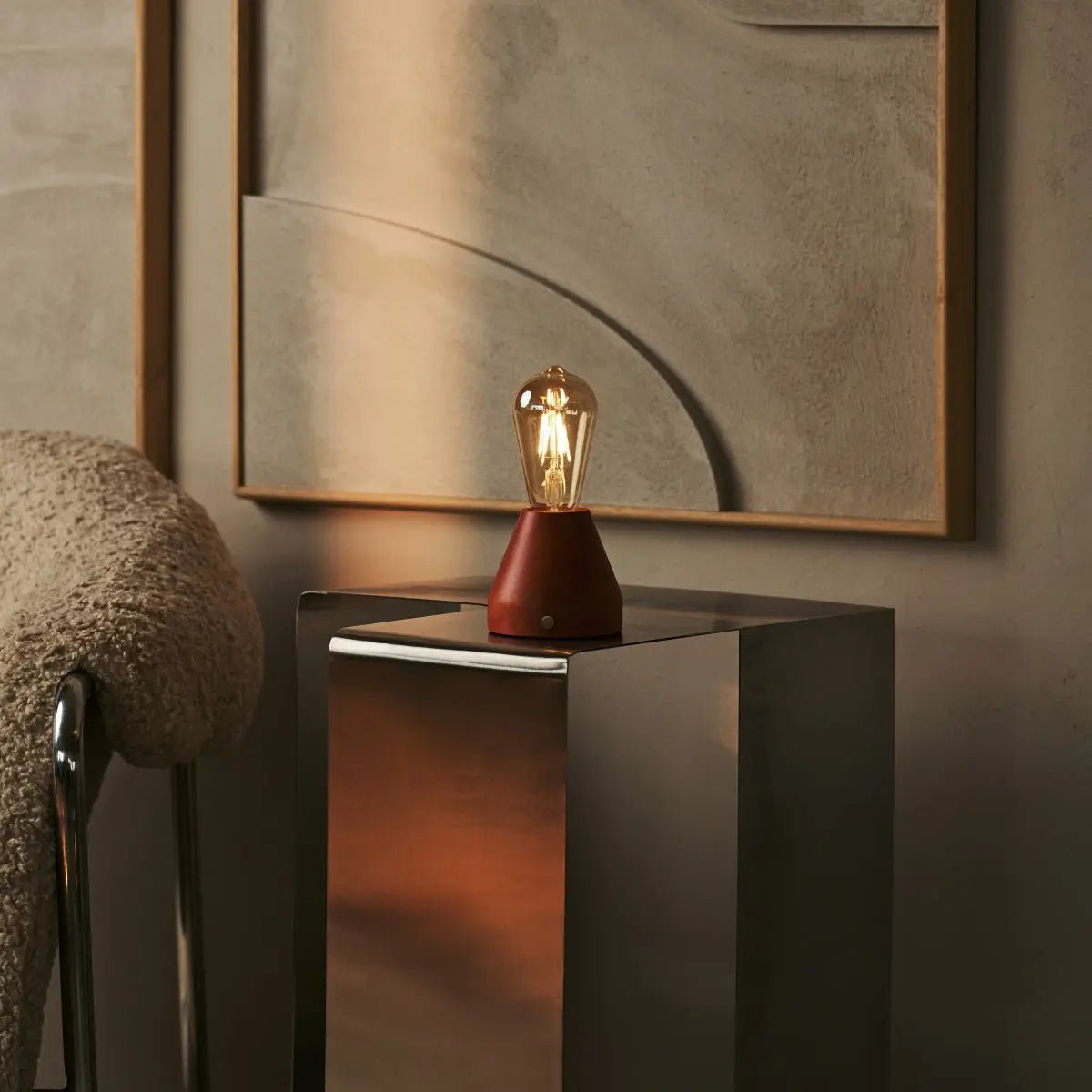 Zavi Chestnut Brown Rechargeable Table Lamp