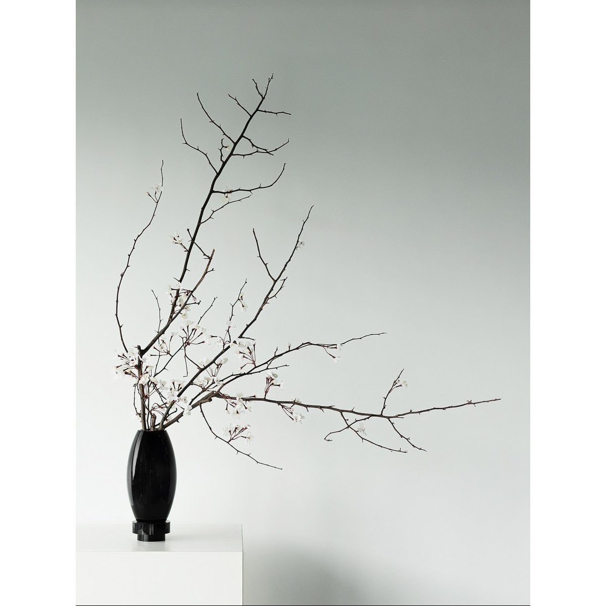 Small modern vase, innovative design, back high end glass. RUD15ZW