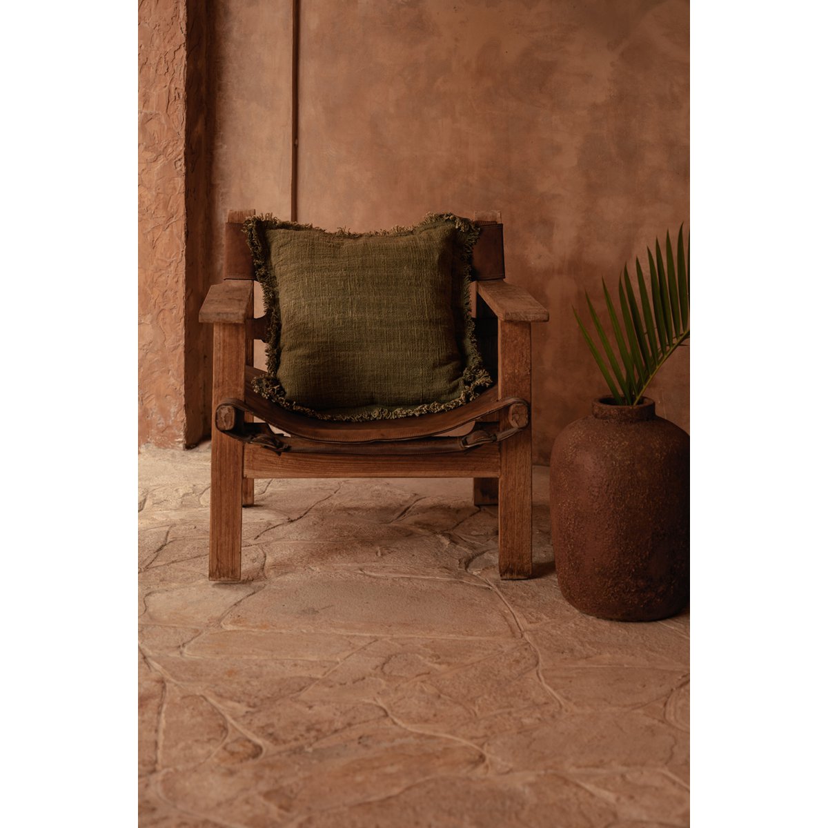 The Jungle Fringe Cushion Cover - Green