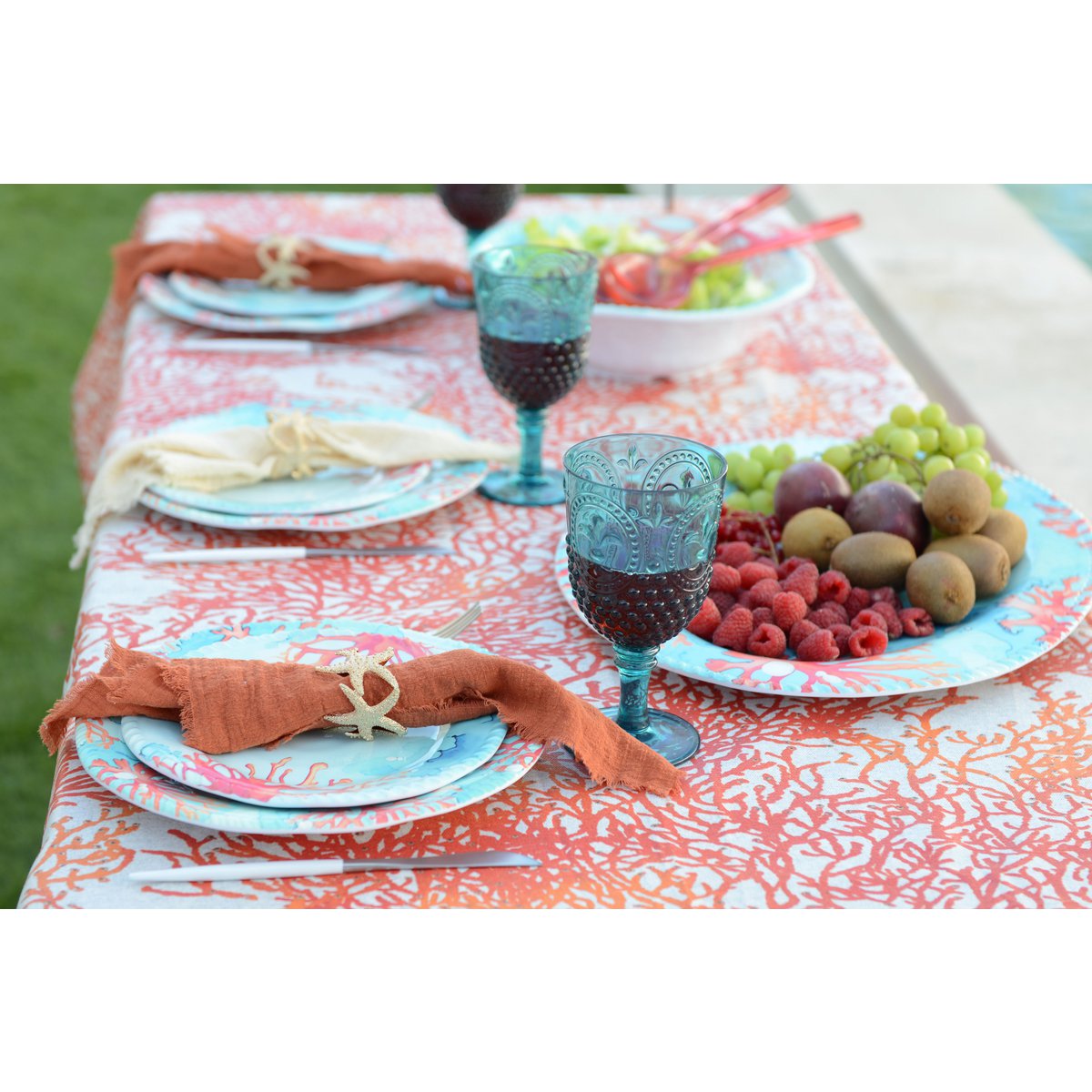 Flat plate in melamine coral 28x28x2.5cm