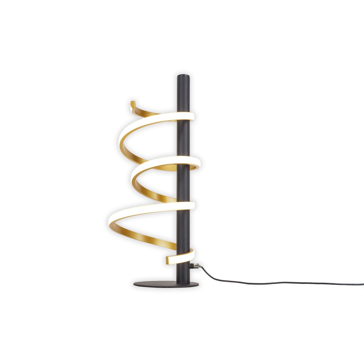 LED-bordslampa "BELLEZA", modern bordslampa i metall och plast i svart, guld och vitt, med fasta lysdioder, 50 cm hög, belysning för vardagsrum, matsal, sovrum eller kontor.