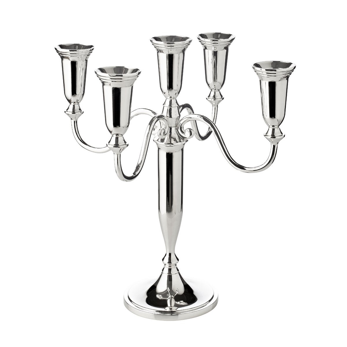 EDZARD Candlestick Venezia 5-flame, for stick candles, noble silver-plated, tarnish-protected, height 31 cm