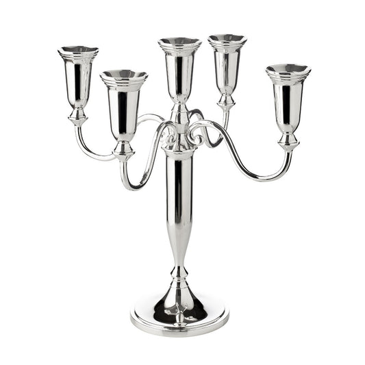 EDZARD Candlestick Venezia 5-flame, for stick candles, noble silver-plated, tarnish-protected, height 31 cm