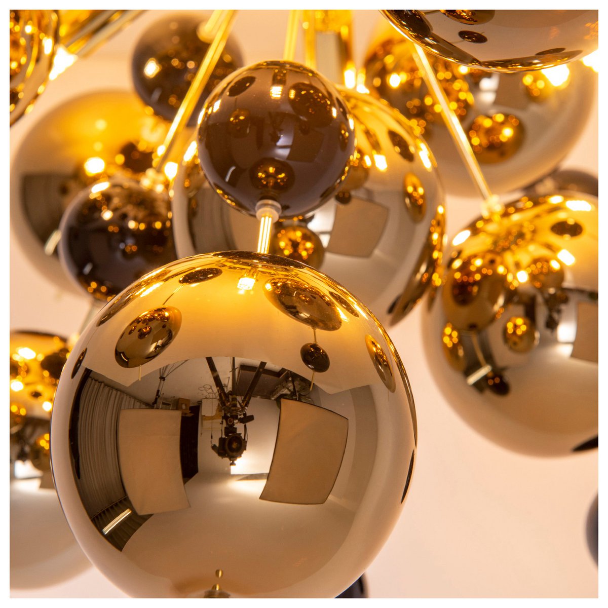 Ceiling lamp "explosion" gold made of metal and glass, G9 versions, ceiling lamp for dining room, living room, hallway or office, Ø57 cm