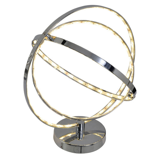 LED-bordslampa 39 cm, kromfärgad metall, integrerade LED-lampor.