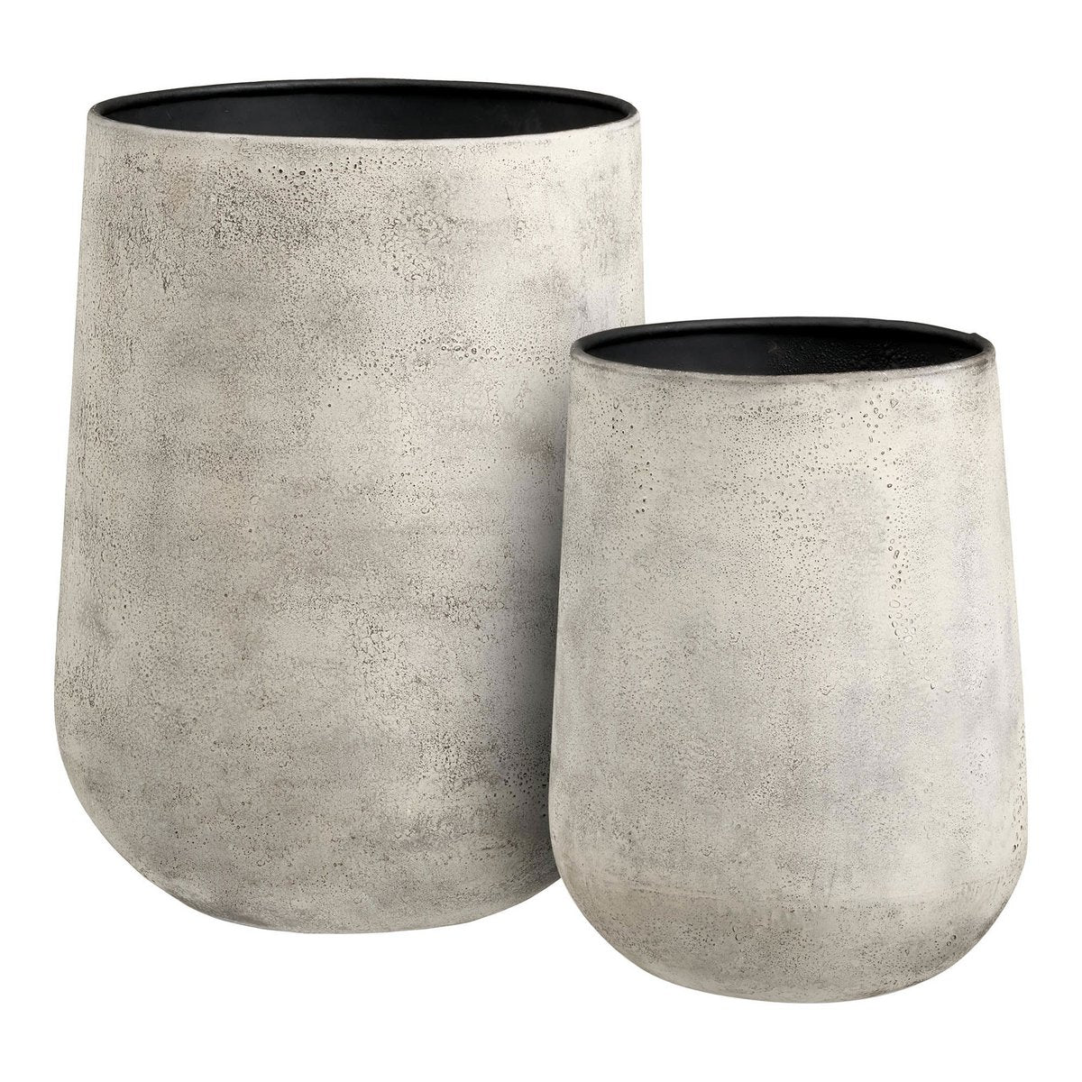 Hou Decorative pot, metal, antique beige, set af 2