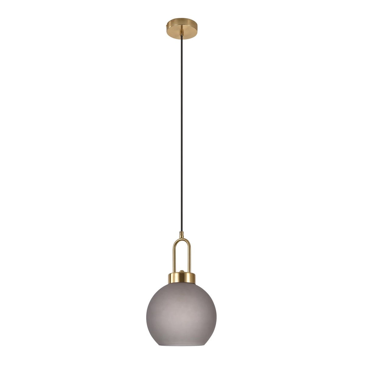 Luton Pendant - Brass, Mat Smokey Glass, Ø20 cm, 150 cm Fabric Cord