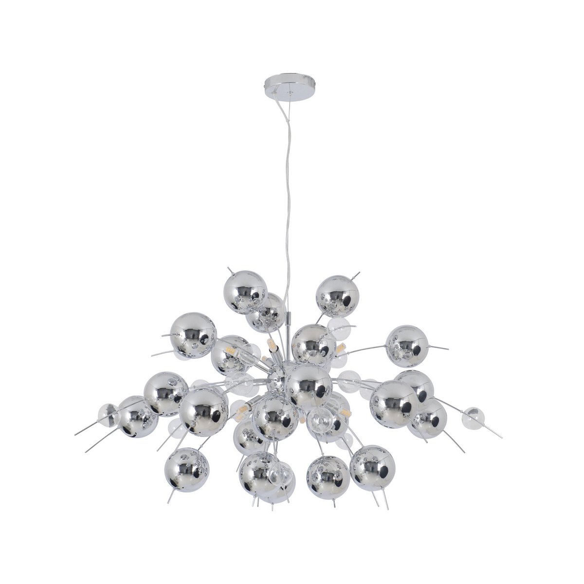 Pendant lamp "explosion" chrome made of metal and glass, G9 versions, hanging lamp for dining room, living room, hallway or office, Øca. 98 cm