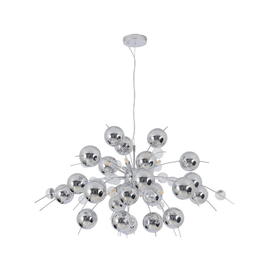 Taklampa "explosion" krom av metall och glas, G9-versioner, hänglampa för matsal, vardagsrum, hall eller kontor, Ø ca 98 cm