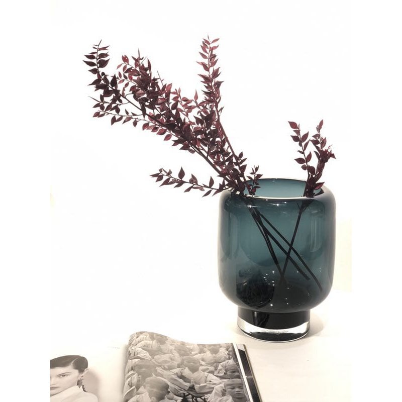 iconic design modern glass vase, Ink Blue, ZADAR 25IB, luxury 9mm glass