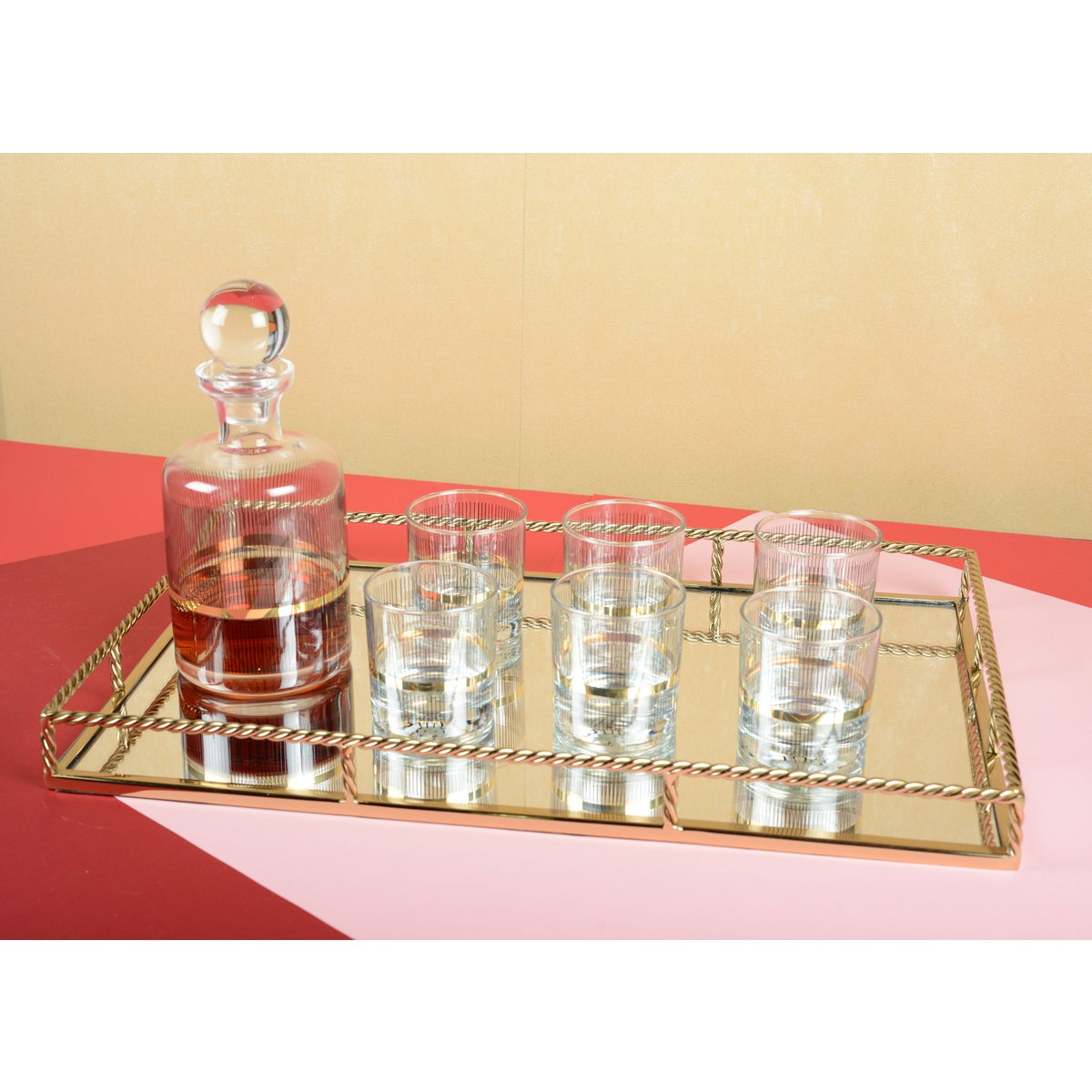 Black and gold wire whiskey glasses - Lot of 6